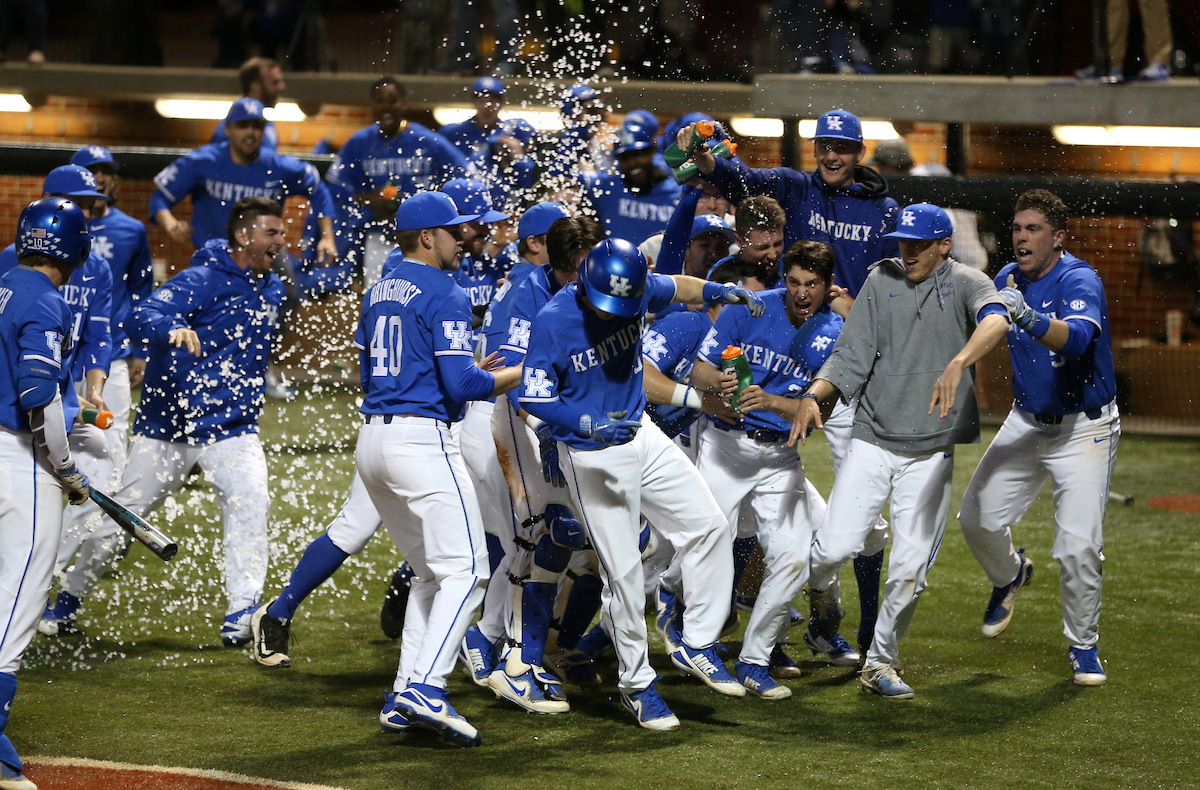 UK Baseball Team Celebration

The University of Kentucky baseball team defeats Western Kentucky University 4-3 on Tuesday, February 27th, 2018 at Cliff Hagan Stadium in Lexington, Ky.


Photo By Barry Westerman | UK Athletics