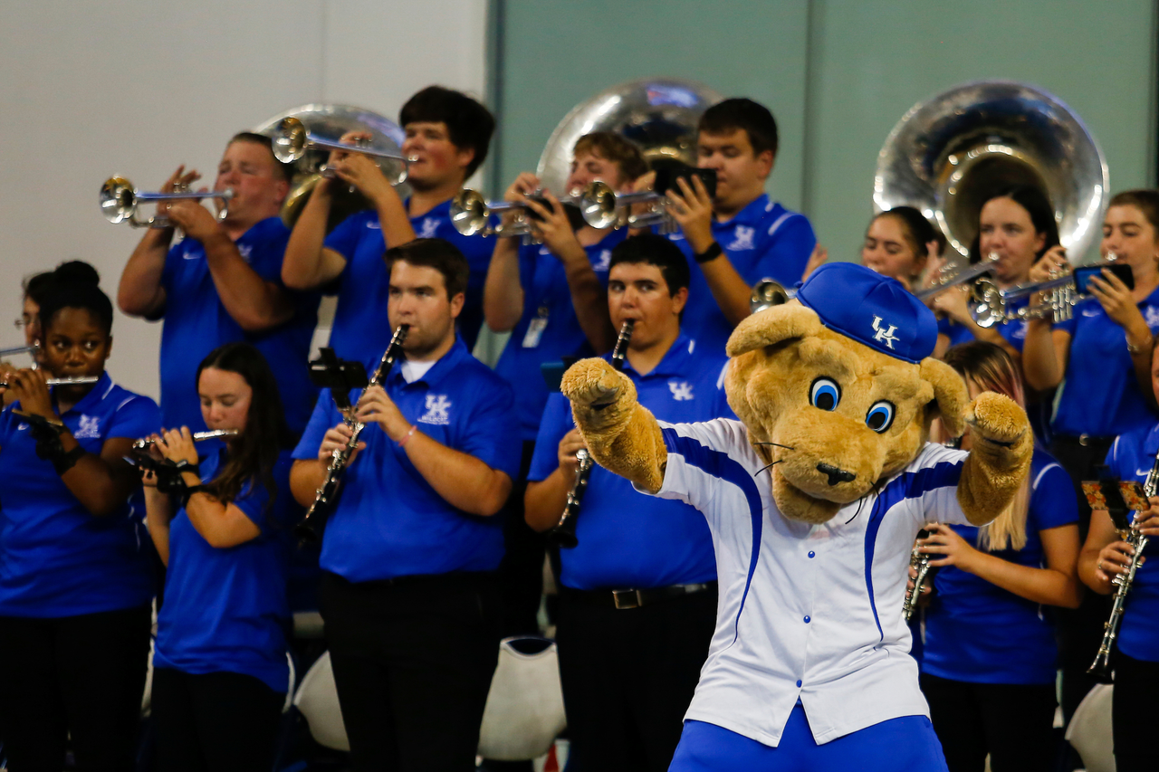 Mascot and Band.

UK defeats UofL 3-0.  

Photo by Grant Lee | UK Athletics