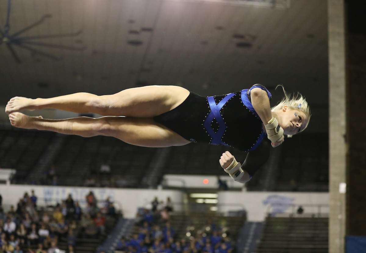 MOLLIE KORTH.

The University of Kentucky gymnastics team defeats Missouri on Friday, February 23, 2018 at Memorial Coliseum in Lexington, Ky.

Photo by Elliott Hess | UK Athletics