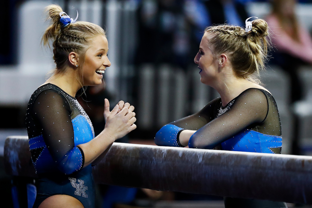 Mollie Korth. Hailey Poland.

The UK gymnastics team hosted #11 Auburn at Memorial Coliseum.

Photo by Chet White| UK Athletics