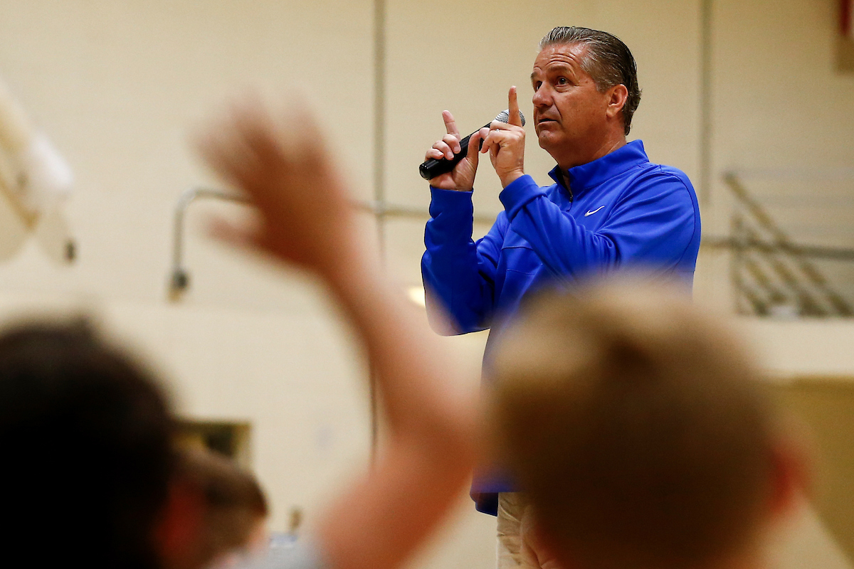 John Calipari.

Kentucky men's basketball camp at South Oldham High School in Crestwood, Kentucky.

Photo By Barry Westerman | UK Athletics