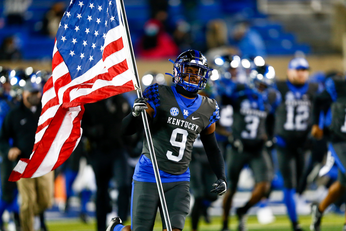 Davonte Robinson. 

Kentucky beats South Carolina, 41-18. 

Photo By Barry Westerman | UK Athletics