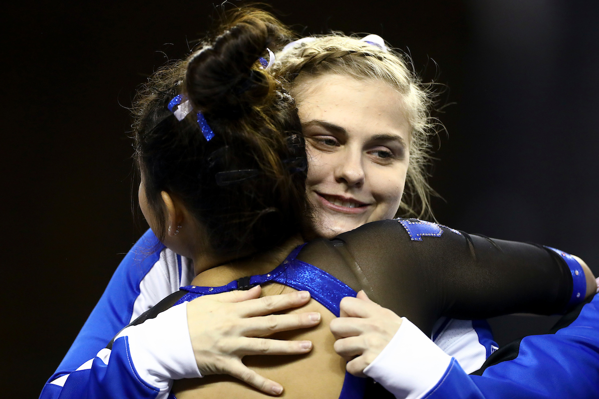 Kaitlin Deguzman. Allison Snyder.

Gymnastics Blue-White Meet.

Photo by Chet White | UK Athletics