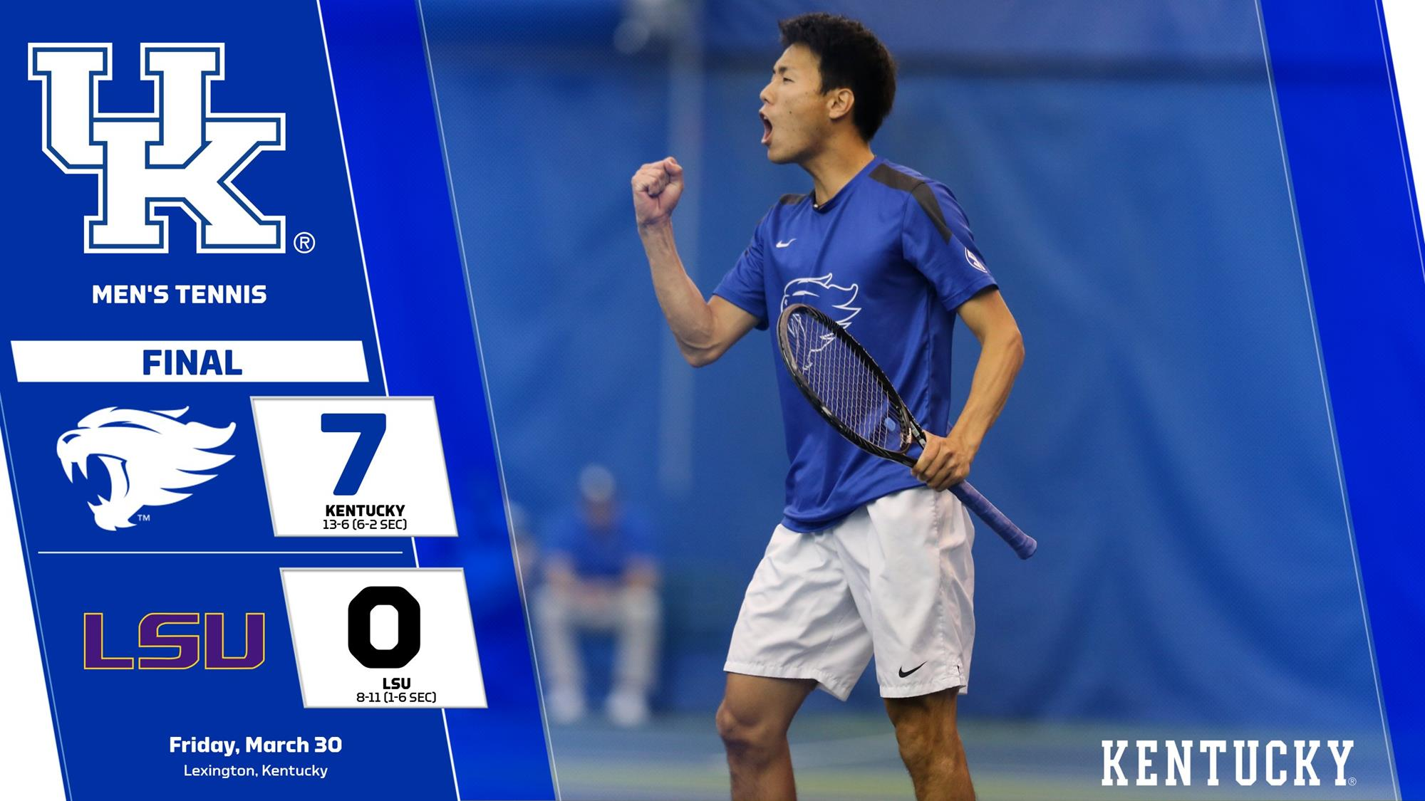 No. 23 Kentucky Men’s Tennis Defeats LSU, 7-0