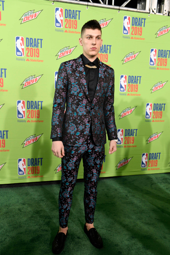 Tyler Herro poses on the green carpet at the NBA Draft Thursday, June 19, 2019 in Brooklyn, New York. (Barry Williams for New York Daily News)