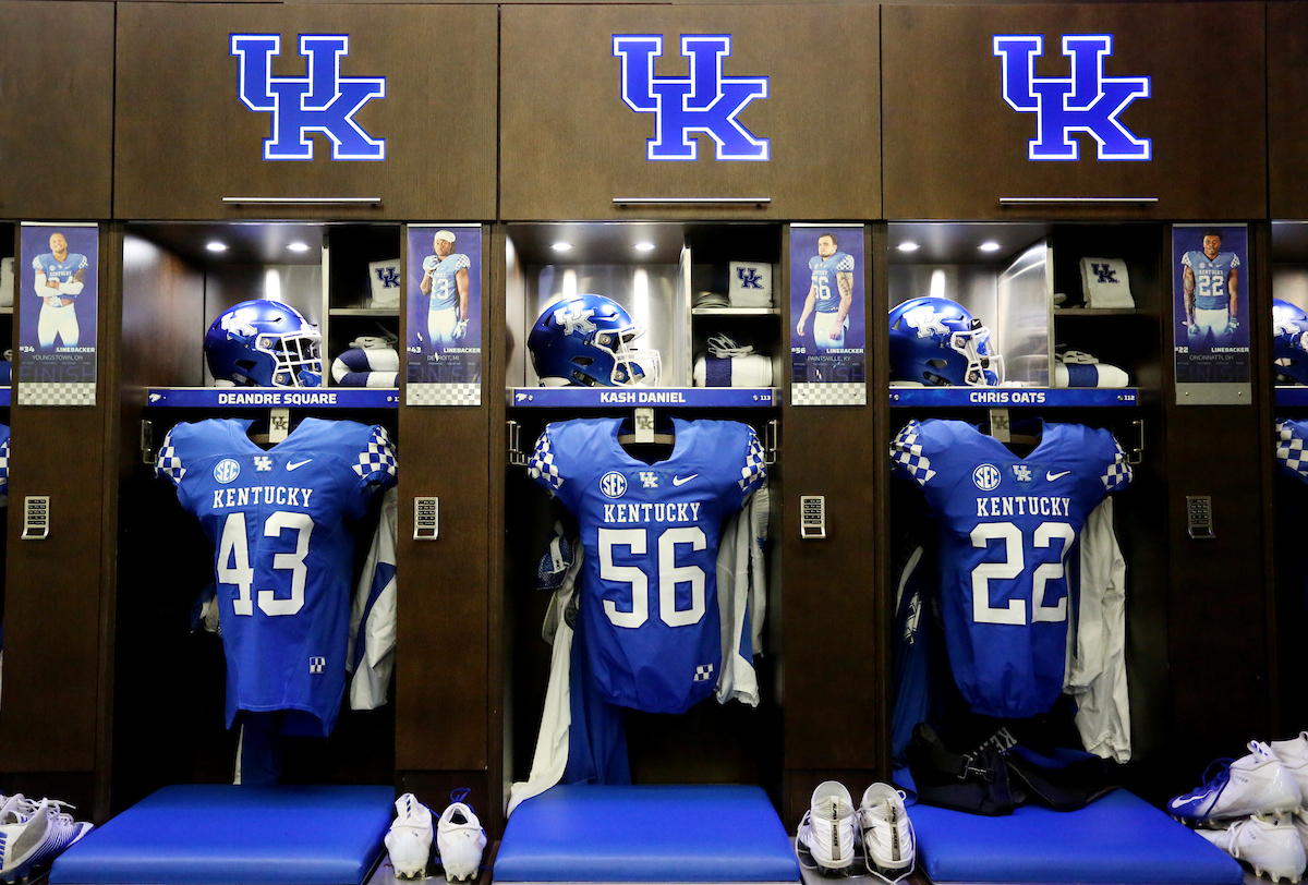 Jerseys, Locker Room, Kash Daniel

Kentucky Football beats Central Michigan 35-20.

Photo by Britney Howard | UK Athletics