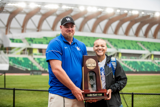 Keith McBride. Jade Gates.

Day Four. The UK women’s track and field team placed third at the NCAA Track and Field Outdoor Championships at Hayward Field in Eugene, Or.

Photo by Chet White | UK Athletics