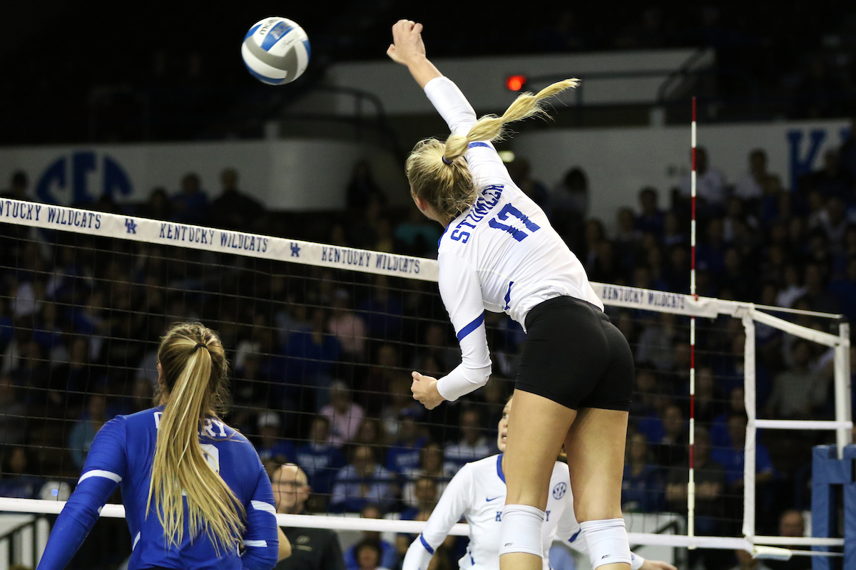 Alli Stumler

UK volleyball beats Purdue in the second round of the NCAA Tournament.  

Photo by Meghan Baumhardt  | UK Athletics
