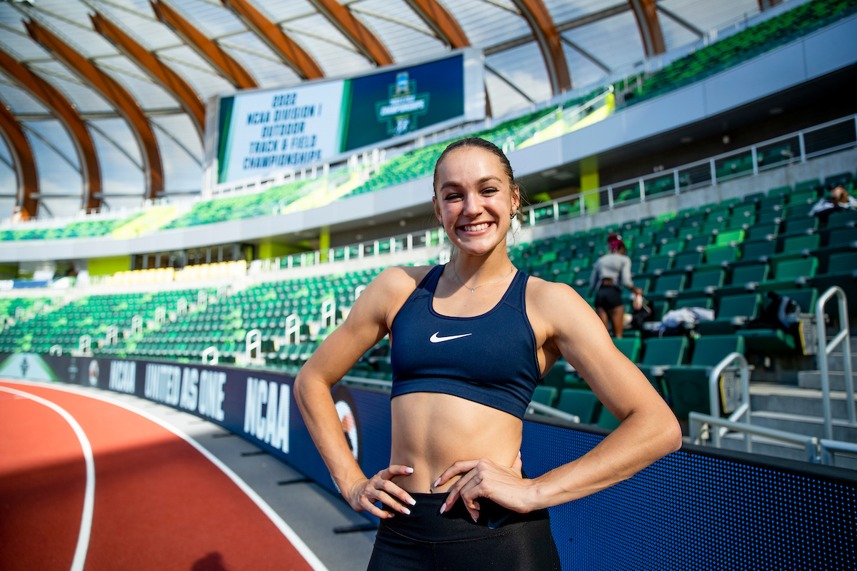 Abby Steiner.

Shake out.

NCAA Track and Field Outdoor Championships.

Photo by Chet White | UK Athletics
