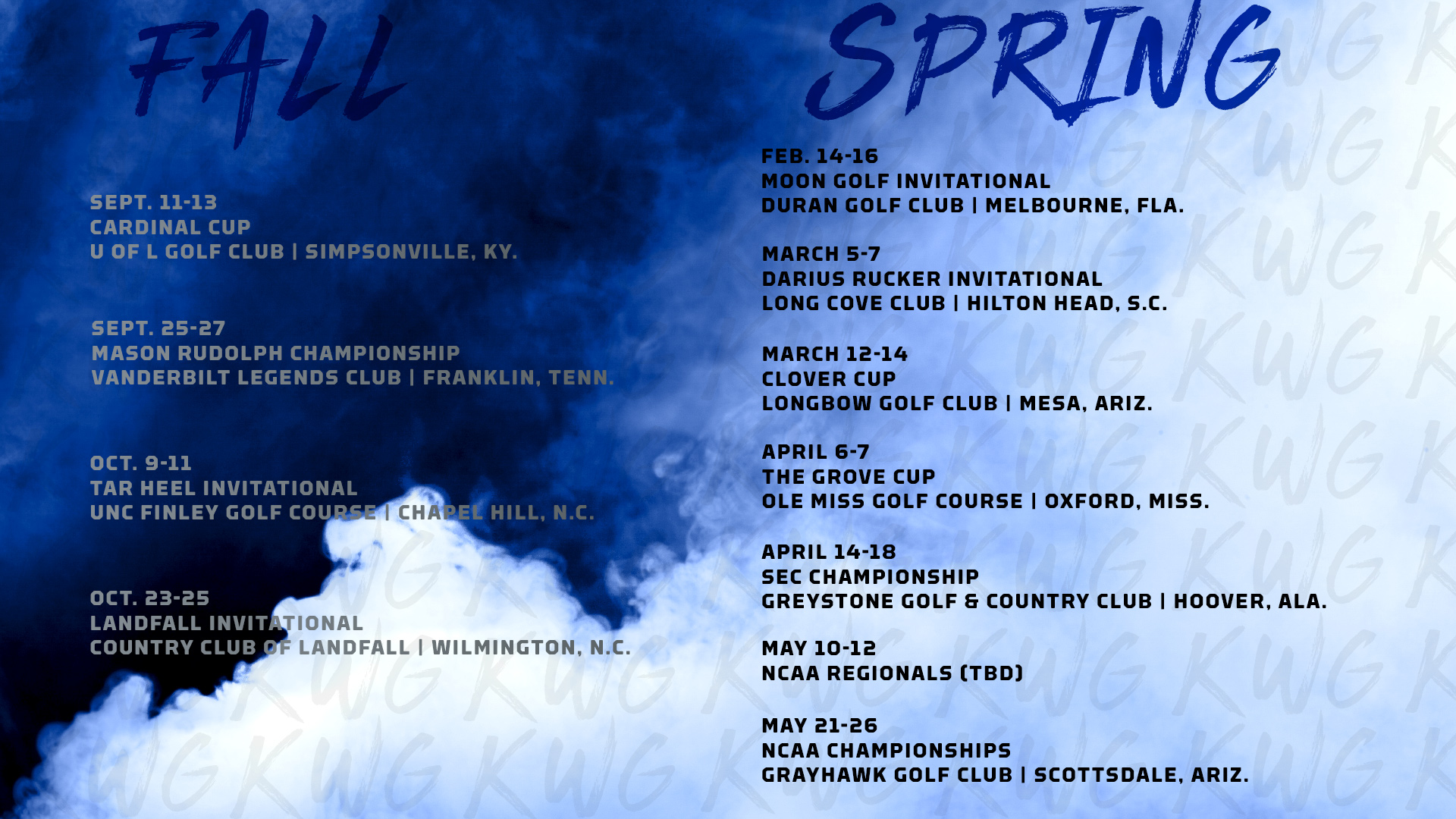 WGolf: 2020-21 Schedule