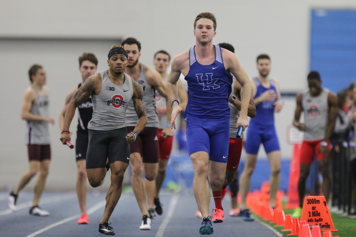 Men's 4x400 relay. 

Day two of the Jim Green invitational

Photo by Eddie Justice | UK Athletics