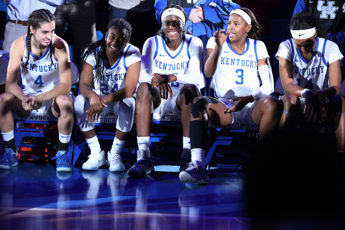 Maci Morris. Taylor Murray. Rhyne Howrard. KeKe McKinney. Tatyana Wyatt.

Women's basketball beats Virginia 63-51 at Rupp Arena on Thursday, November 15th, 2018.

Photo by Quinn Foster.