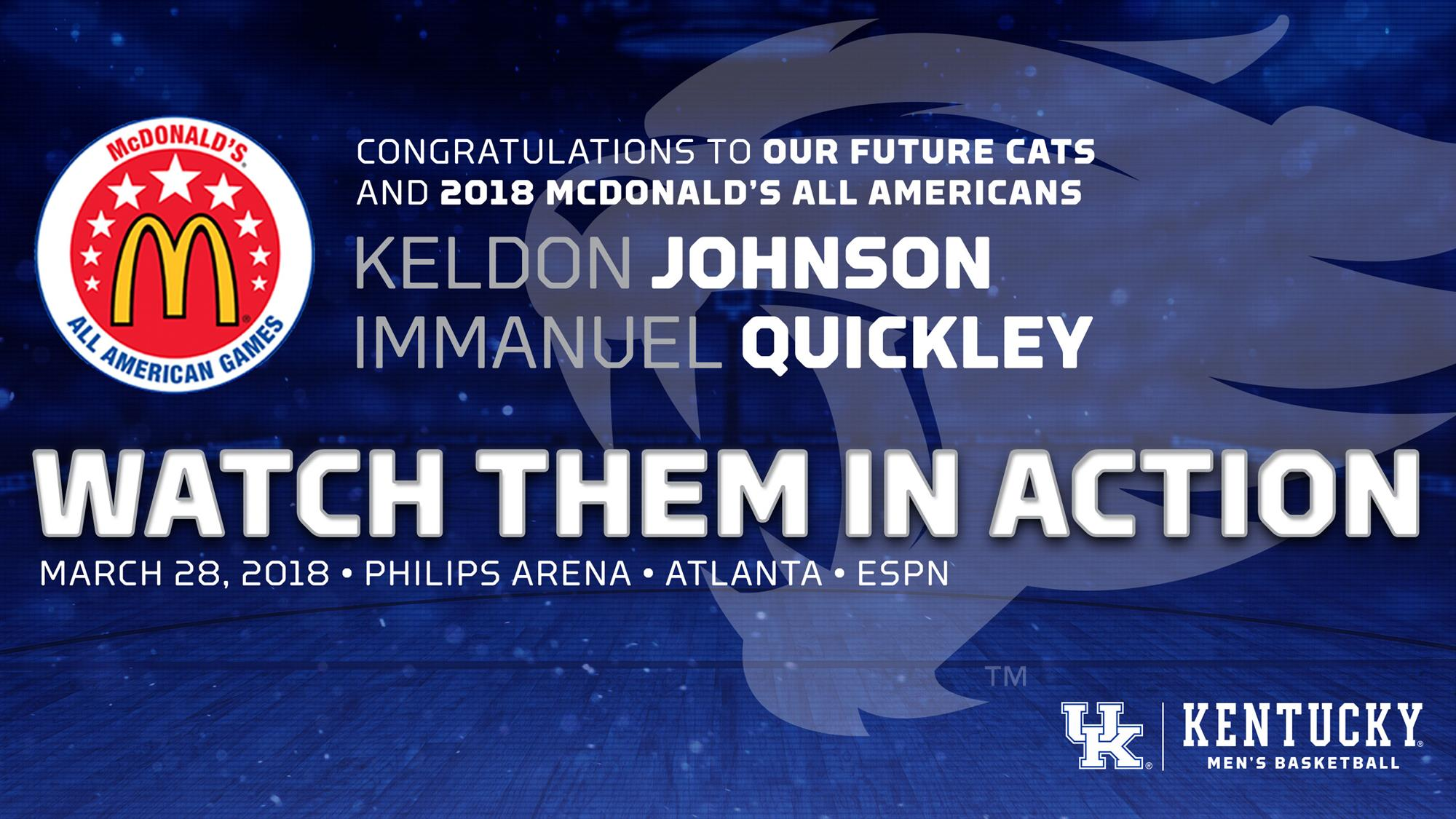 Johnson, Quickley Selected for McDonald’s All American Game