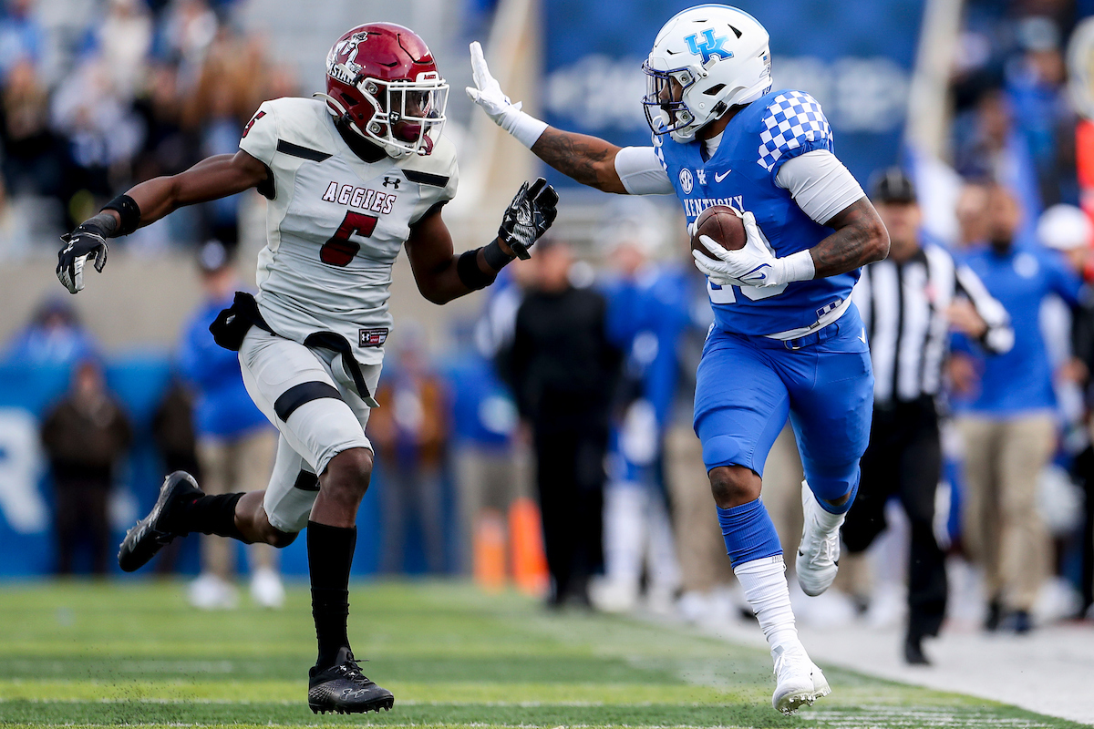 La’Vell Wright.

Kentucky beat New Mexico State 56-16.

Photos by Chet White | UK Athletics