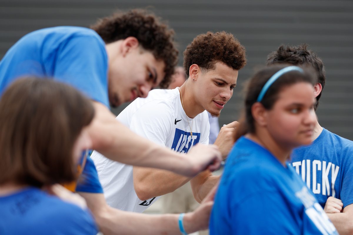 Kellen Grady.  Lance Ware.

Some of the Kentucky men's basketball team visited the Pillar Community Engagement Center on Tuesday in Crestwood, Kentucky.

Photo by Elliott Hess | UK Athletics
