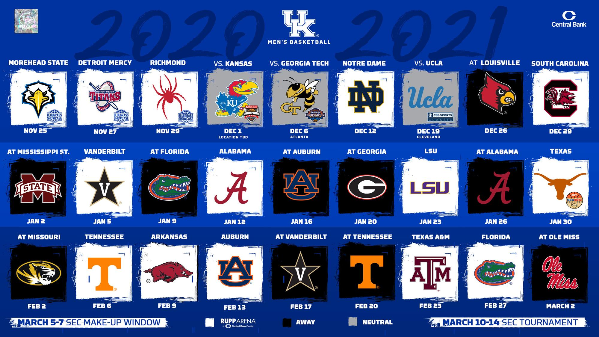 Kentucky Men’s Basketball Unveils 2020-21 Schedule