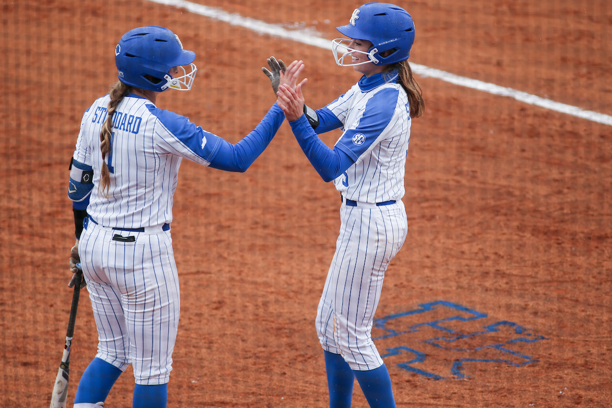 Miranda Stoddard and Tatum Spangler.

Kentucky beats Georgia 11 - 3.

Photo by Sarah Caputi | UK Athletics