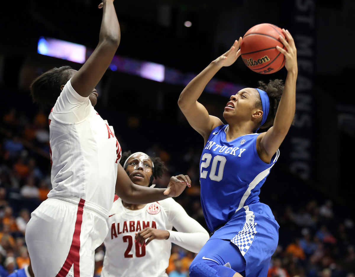 Dorie Harrison

The University of Kentucky women's basketball team beat Alabama in the SEC Tournament on Thursday, March 1, 2018 at Bridgestone Arena in Nashville, TN.

Photo by Britney Howard | UK Athletics