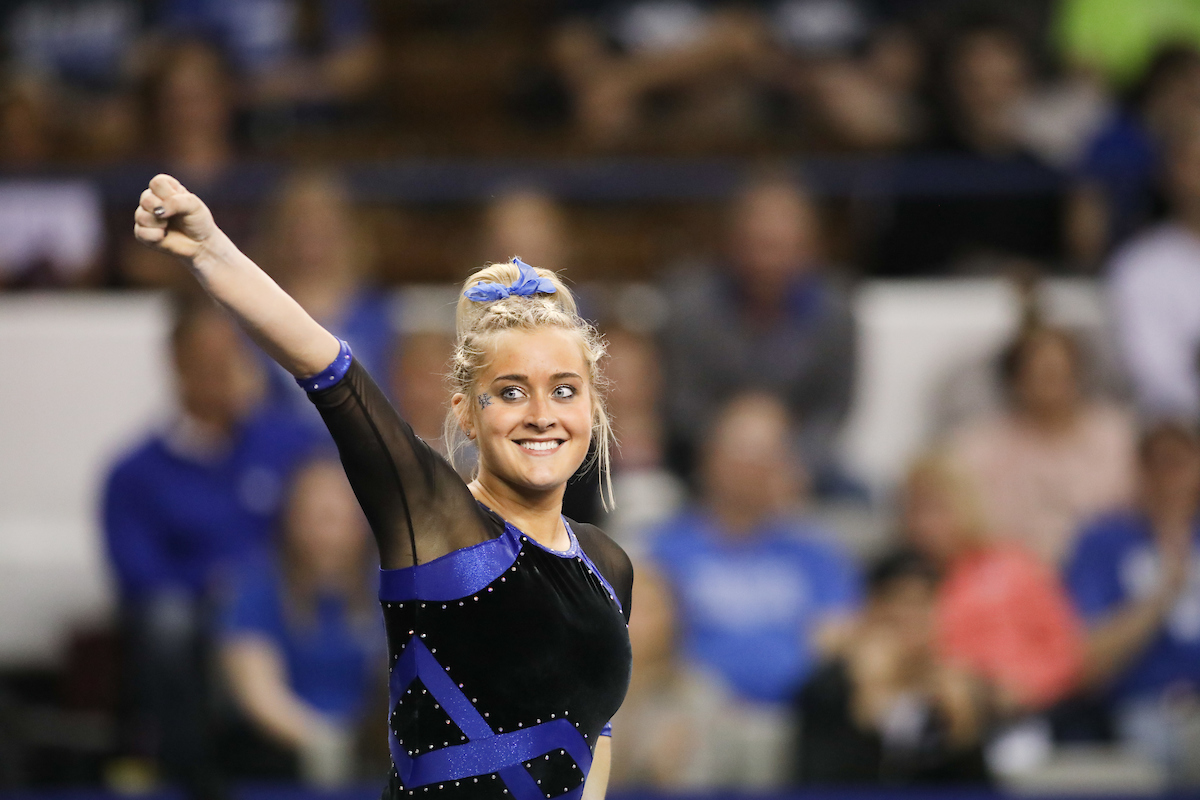 ALEX HYLAND.

The University of Kentucky gymnastics team defeats Missouri on Friday, February 23, 2018 at Memorial Coliseum in Lexington, Ky.

Photo by Elliott Hess | UK Athletics