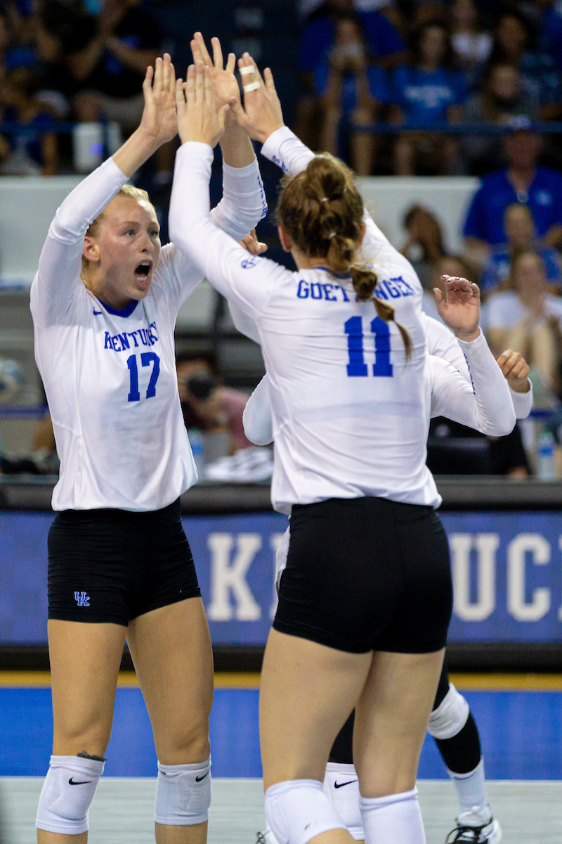 Alli Stumler. Elise Goetzinger.

Kentucky beats Stanford 3-2.

Photo by Grant Lee | UK Athletics