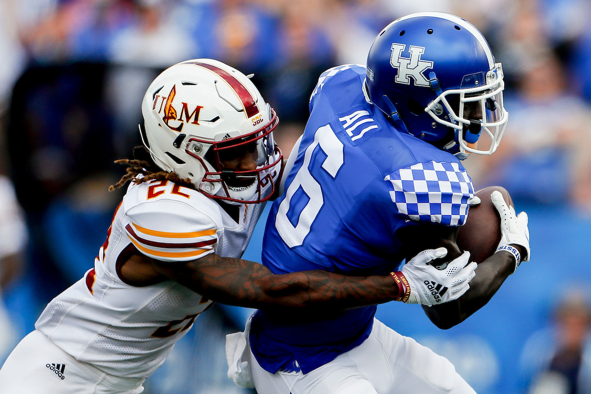 Josh Ali.

UK beat ULM 45-10.

Photos by Chet White | UK Athletics