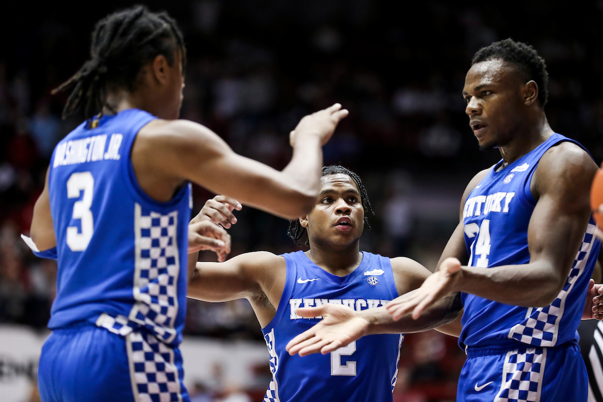 Sahvir Wheeler. TyTy Washington Jr. Oscar Tshiebwe.

Kentucky beat Alabama 66-55.

Photos by Chet White | UK Athletics