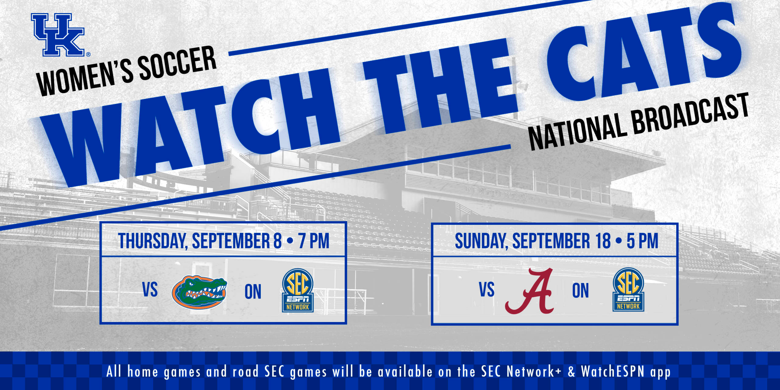 Kentucky Women’s Soccer to be Featured Twice on SEC Network