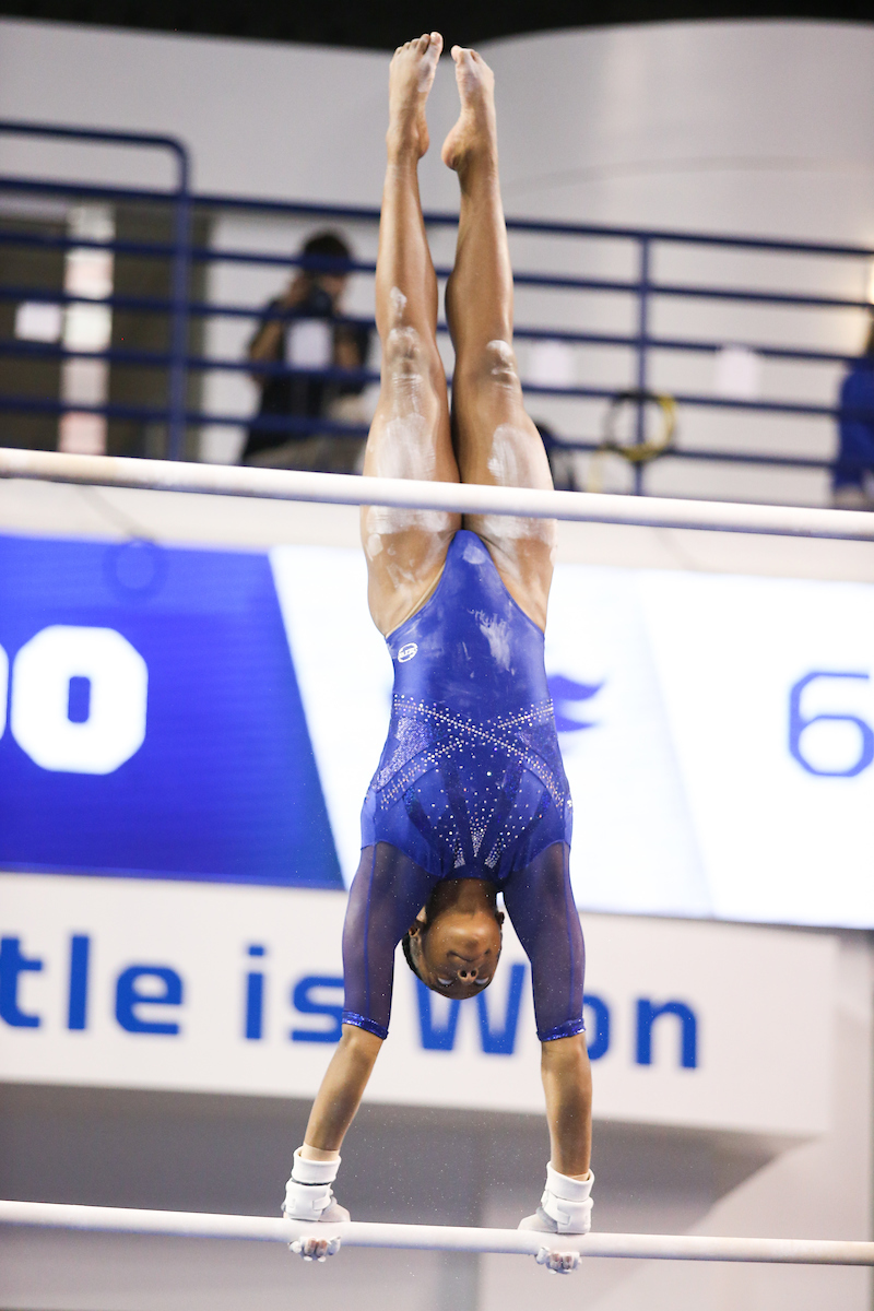 Cally Nixon.

Kentucky falls to Alabama 196.775 - 196.350.

Photo by Hannah Phillips | UK Athletics