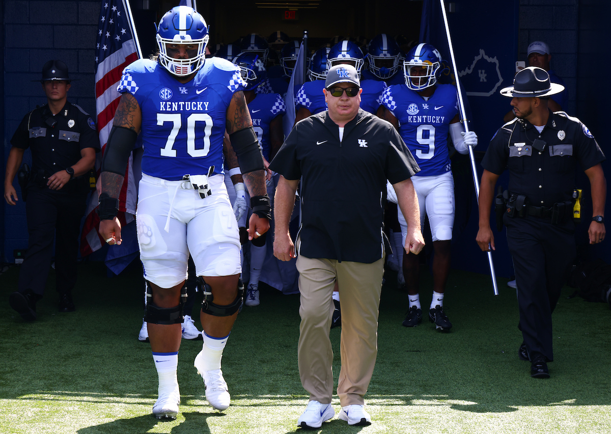 Coach Stoops.

UK beat ULM 45-10.

Photo by Elliott Hess | UK Athletics