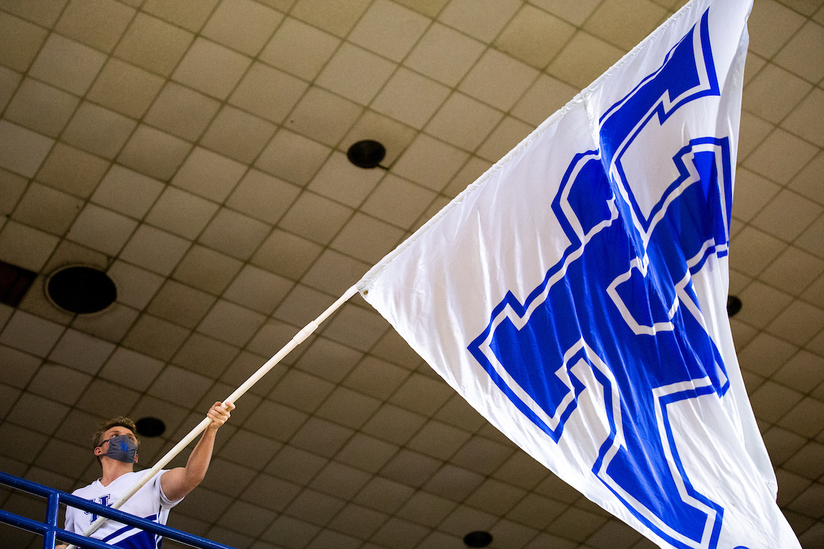 Cheer. Flag. Kentucky beat Vandy 80 - 73.Photo by Eddie Justice | UK Athletics