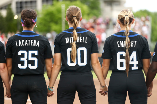 Alexia Lacatena, Hallie Mitchell, Ella Emmert.

Kentucky defeats Virginia Tech 5-4.

Photo by Grace Bradley | UK Athletics