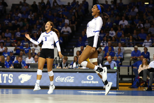 Leah Edmond. Madison Lilley.

UK volleyball defeats Florida 3-0 on Wednesday, October 31st, 2018 at Memorial Coliseum in Lexington, Ky.

Photo by Quinn Foster