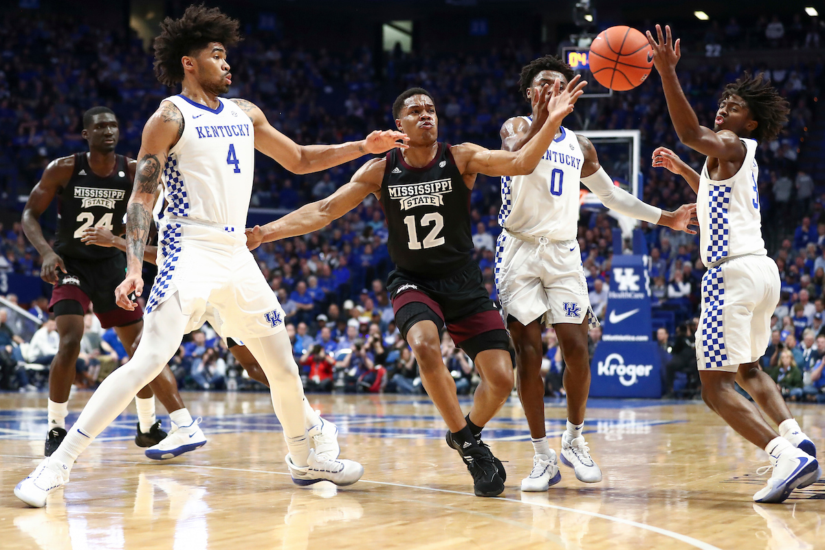 Nick Richards. Ashton Hagans. Tyrese Maxey.

Kentucky beat Miss St. 80-72.

Photo by Chet White | UK Athletics