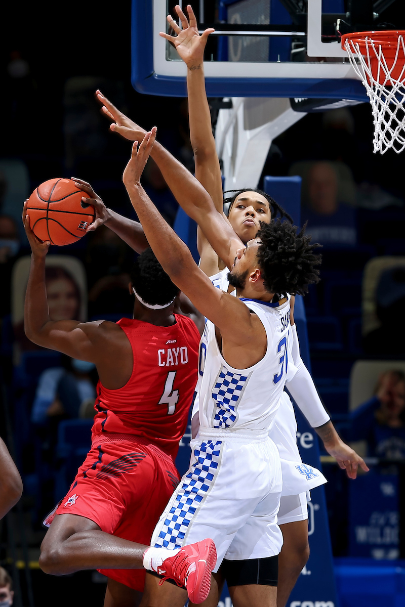 Olivier Sarr. Brandon Boston Jr.

Kentucky falls to Richmond, 76-64.

Photo by Chet White | UK Athletics