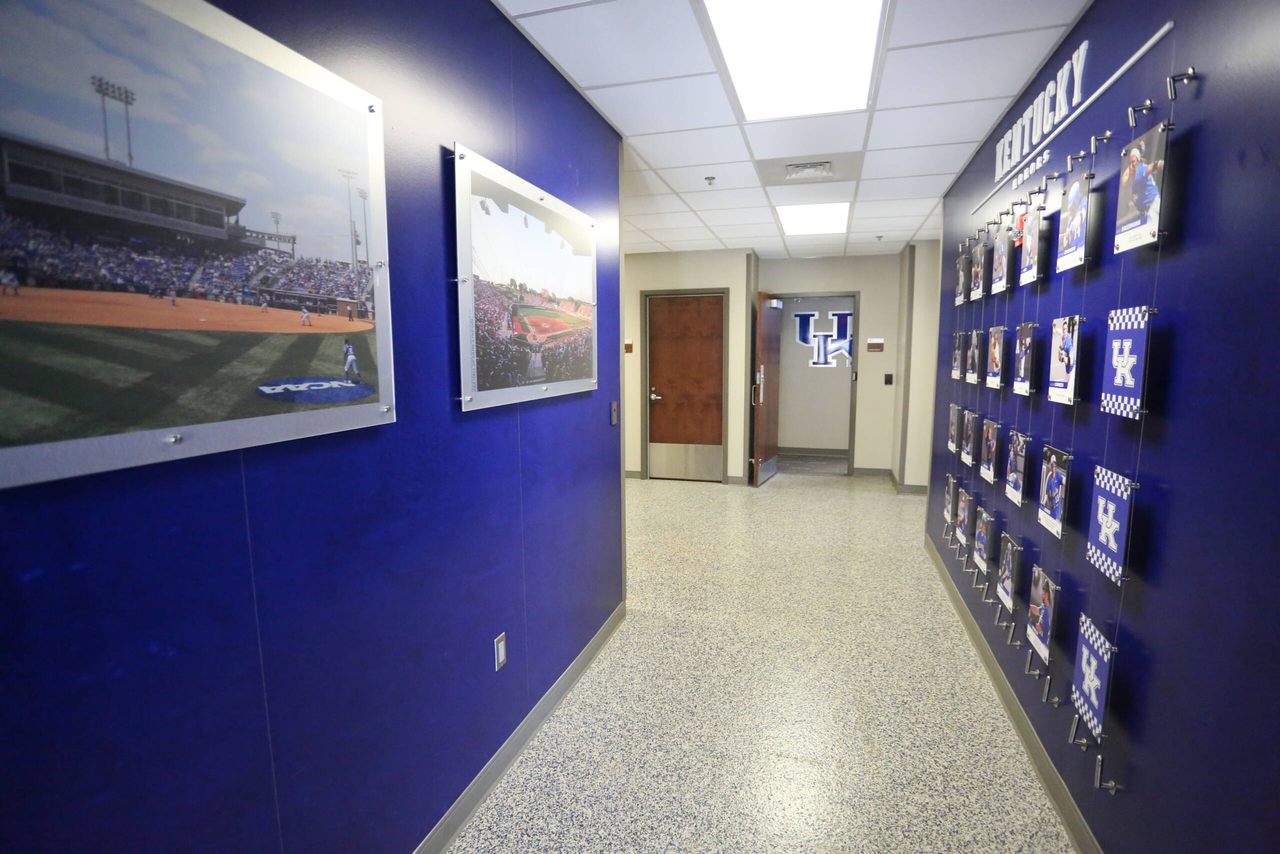 Team area hallway honoring past award winners. 