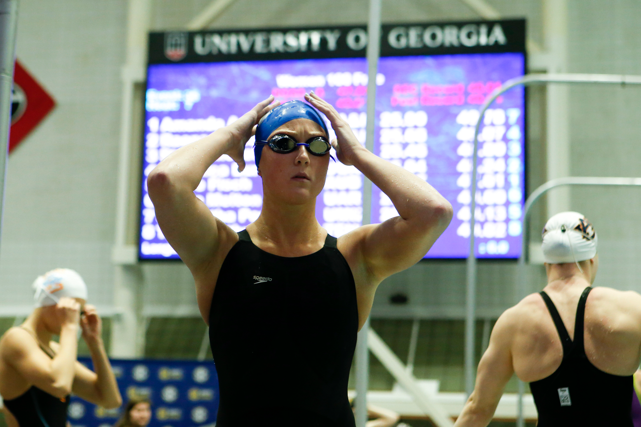Photos from the morning portion of the final day of the 2019 SEC Swimming and Diving Championships in the Gabrielsen Natatorium at the University of Georgia in Athens, Ga., on Saturday, Feb. 23, 2019. (Casey Sykes)