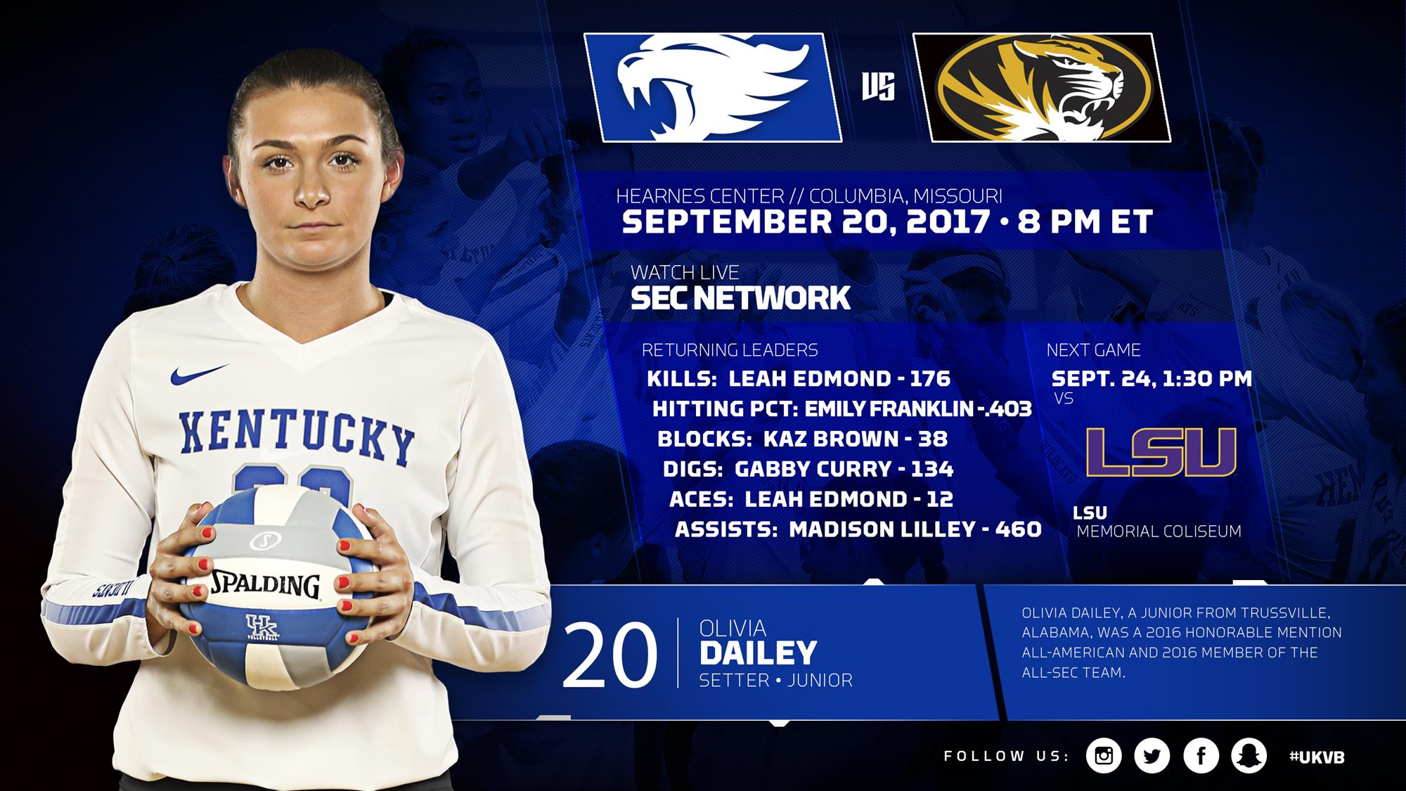 No. 10 Kentucky Opens SEC Season at Missouri