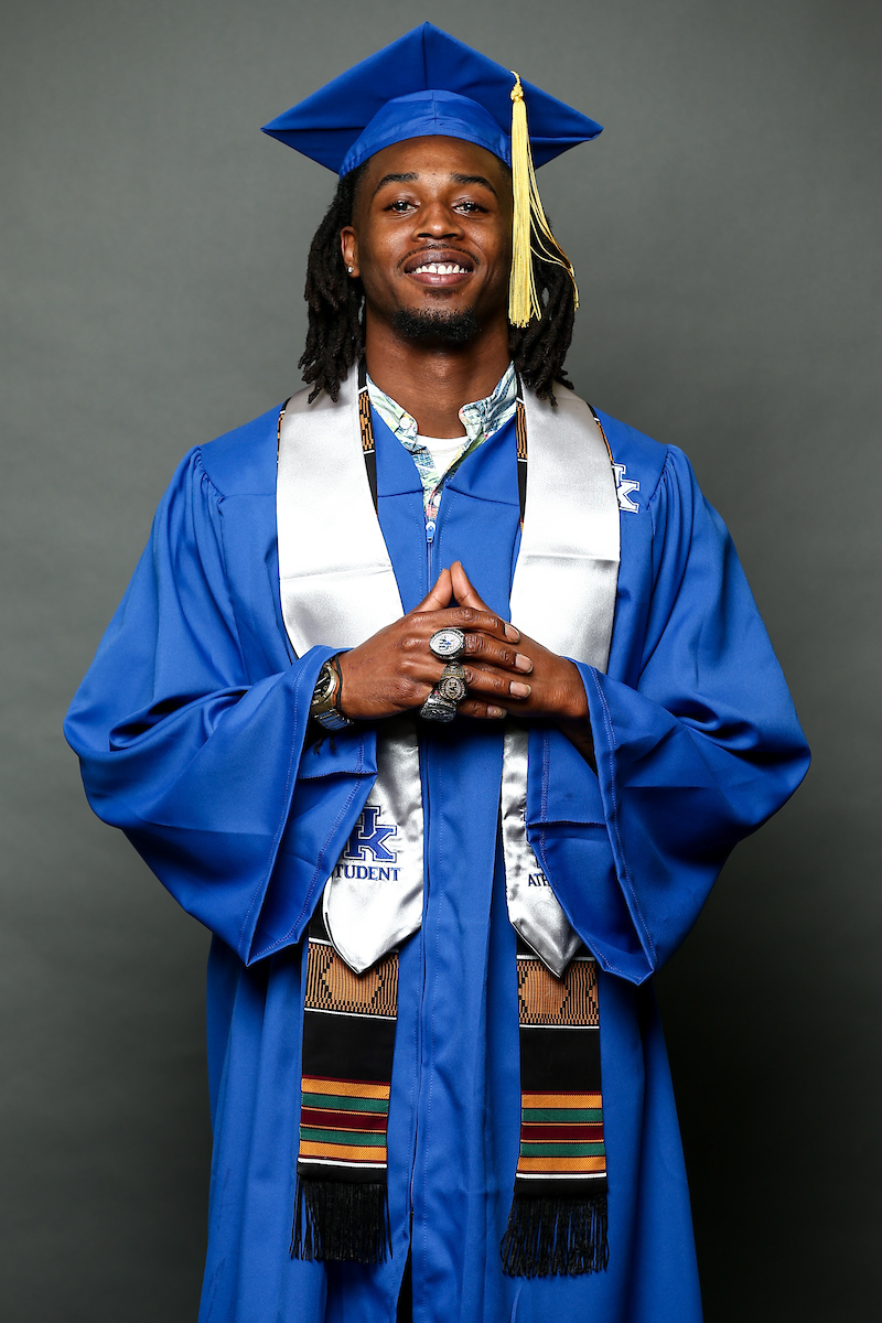 Quandre Mosley. 

2020-21 Graduation.

Photo by Eddie Justice | UK Athletics