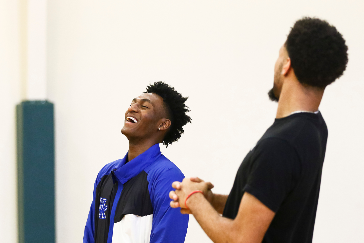 Immanuel Quickley. 

EJ Montgomery and Immanuel Quickley play basketball with with kids during a camp at Winstar Farm on Thursday, June 20th. 

Photo by Eddie Justice | UK Athletics