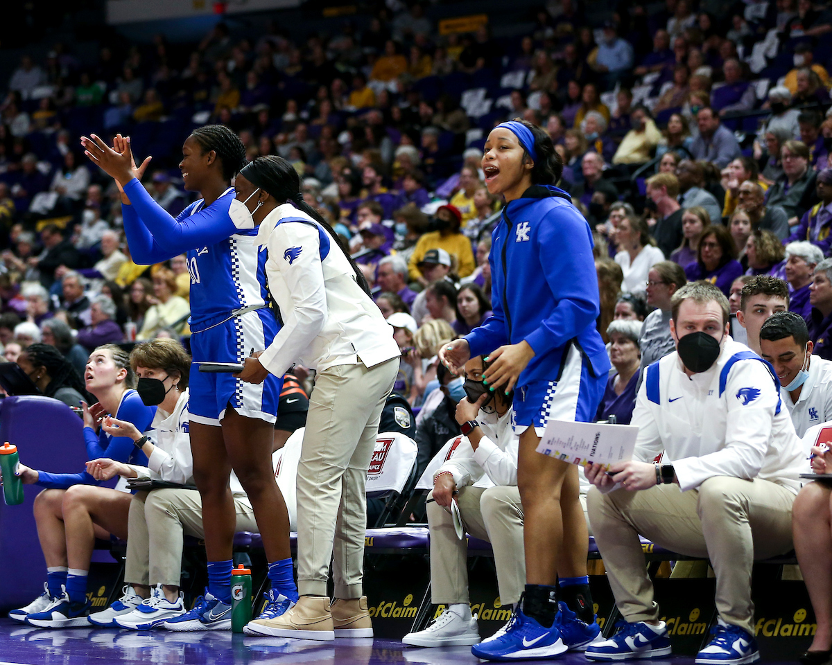 Kristen Crenshaw-Gill, Niya Butts, Olivia Owens.

Kentucky loses to LSU 78-69.

Photo by Grace Bradley | UK Athletics
