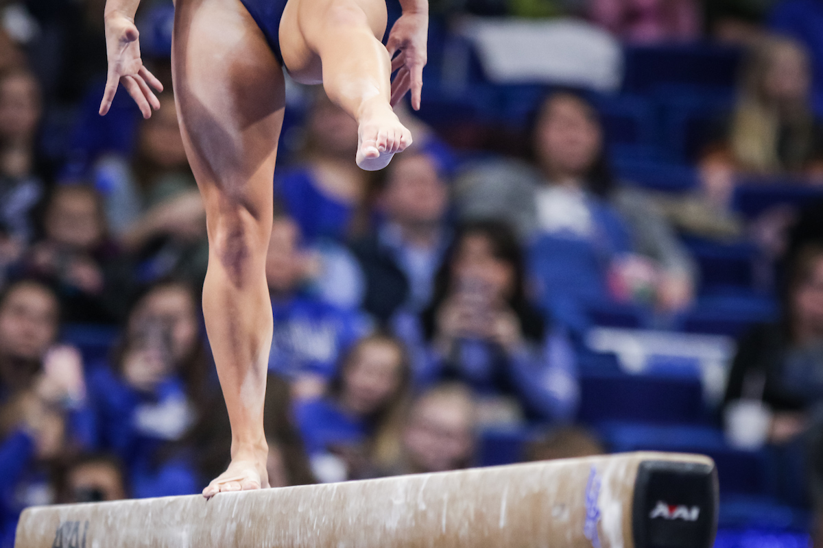 The University of Kentucky gymnastics team beats Arkansas with a winning score of 195.275 on Excite Night

Photo by Eddie Justice | UK Athletics