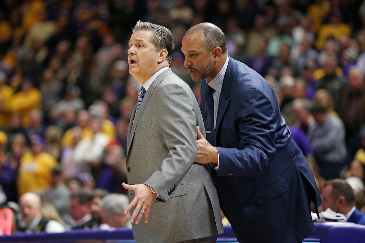 John Calipari. Tony Barbee.

The University of Kentucky men's basketball team beat LSU 74-71 at the Pete Maravich Assembly Center in Baton Rouge, La., on Wednesday, January 3, 2018.

Photo by Chet White | UK Athletics
