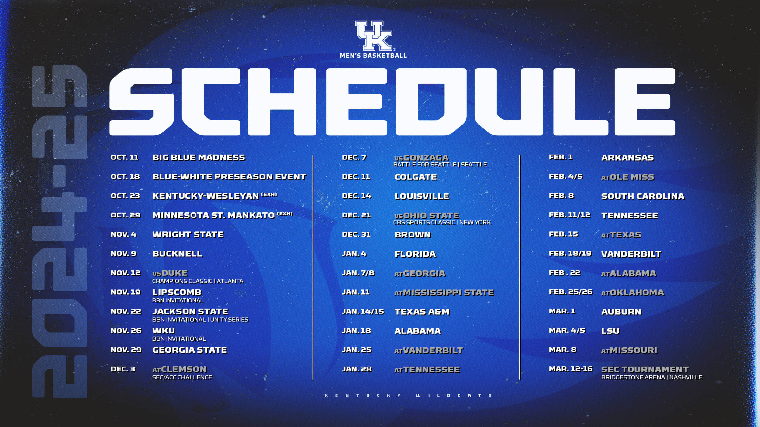 Kentucky Men’s Basketball SEC Dates Announced