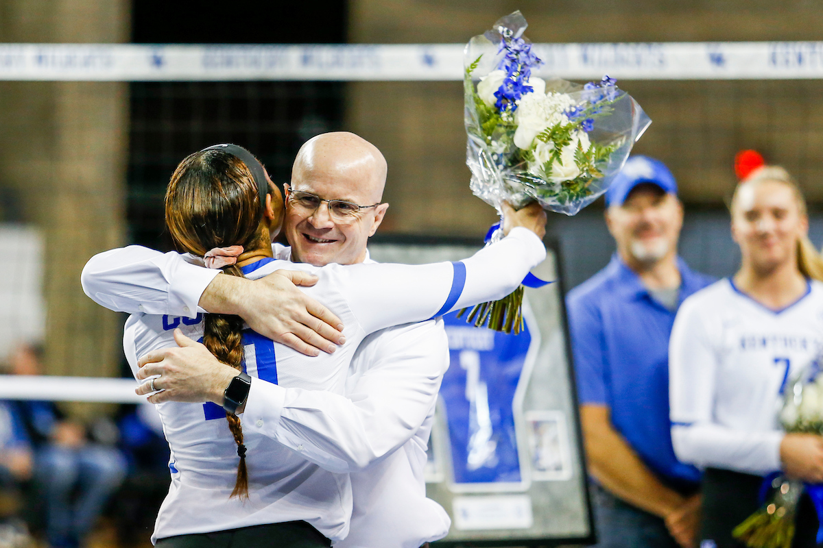 Coach Skinner and Caitlyn Cooper.

Kentucky beat Ole Miss 3-0.

Photo by Hannah Phillips | UK Athletics