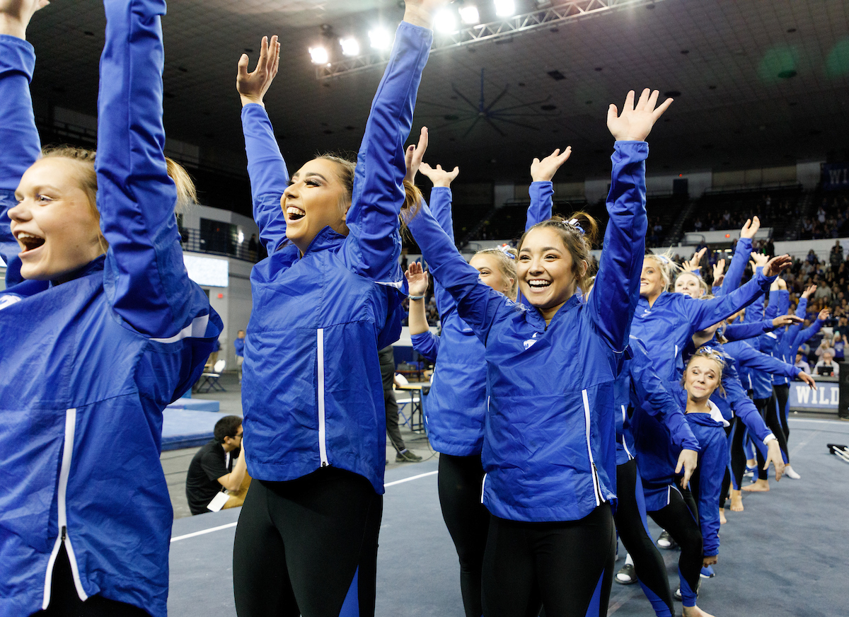 Team.


The University of Kentucky gymnastics team beats LSU, 197.150 - 196.025.

Photo by Elliott Hess | UK Athletics