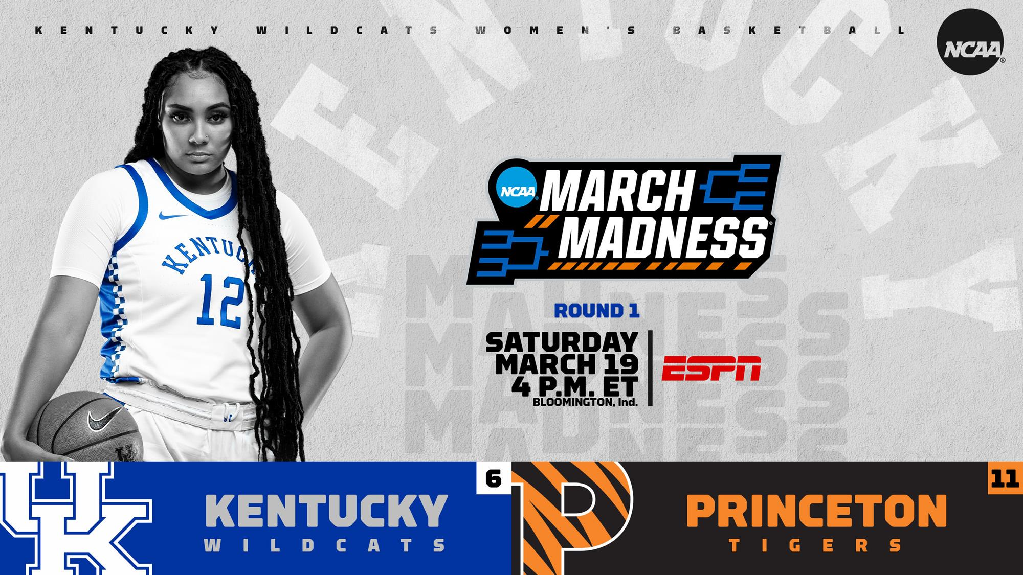 No. 15 Kentucky Begins NCAA Tournament Saturday vs. No. 25 Princeton