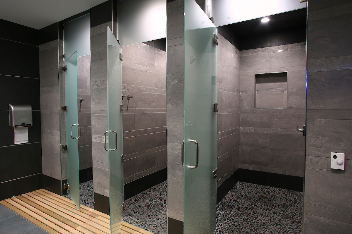 UK men's basketball locker room in the Joe Craft Center.

Photo by Chet White | UK Athletics