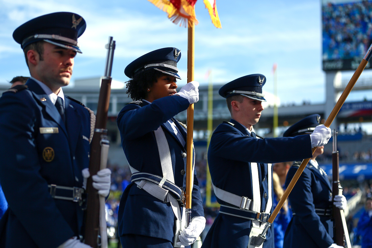 National Anthem.

Kentucky beat New Mexico State 56-16.

Photo by Sarah Caputi | UK Athletics