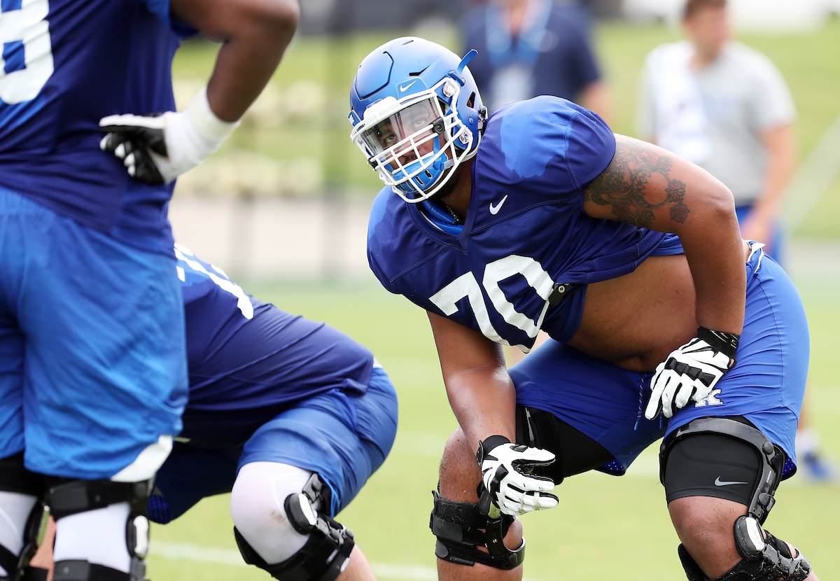 The Football Team training camp Friday, August 10,  2018. 

Photo by Britney Howard | UK Athletics