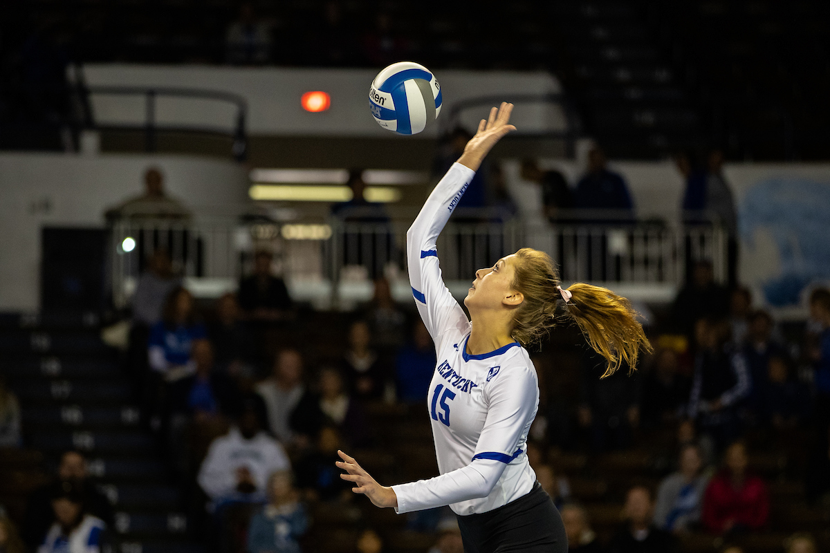 Brooke Morgan (15)

UK volleyball defeats Alabama 3-0 at Memorial Coliseum on , Sunday Nov. 11, 2018  in Lexington, Ky. Photo by Mark Mahan